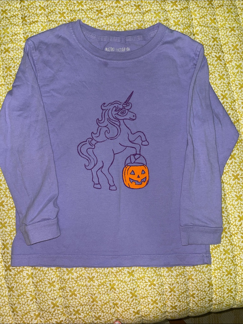 Purple Unicorn Halloween Long-Sleeve Tee for Kids by Mustard and Ketchup Kids